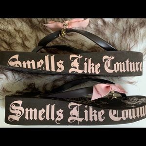 Juicy Couture wedge flip flops